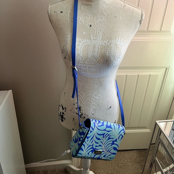 NEW Kate Spade Arbour Hill Avva Blue Green Printed Seaferns Leather Crossbody - Picture 15 of 16